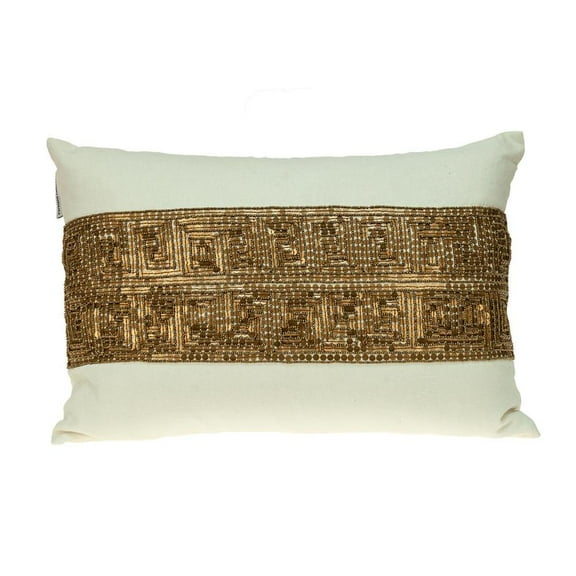 Parkland Collection Misty 14x20" Cotton Lumbar Throw Pillow in Off White/Bronze