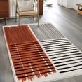 thumbnail image 2 of Area Rugs 2.7'x5', Brown Striped Carpet for Living Room Bedroom Dining Room, Farmhouse Stripes Modern Abstract Art Throw Kitchen Rugs Non Slip Washable Rectangle Indoor Outdoor Rugs, 2 of 8