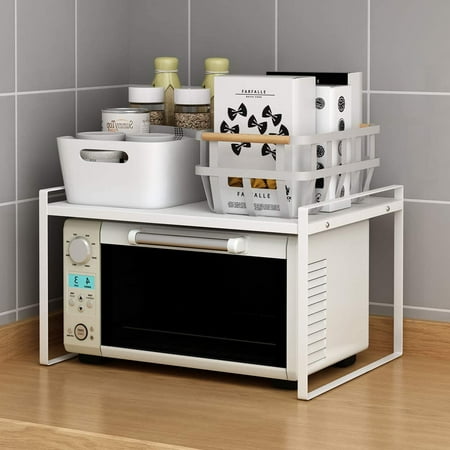 

Toaster Rack Spice Organizer Oven Stand Shelf for Kitchen Bathroom Storage 2-Tier Small Metal Plate Milky White