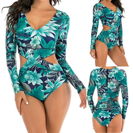 

Womens Pajama Sets Women Robes Women Fashion V-Neck Tropical Leaves Print Diving Surfing Suit Set Beach Suit Pajamas For Women Nightgowns Sleep Shirts