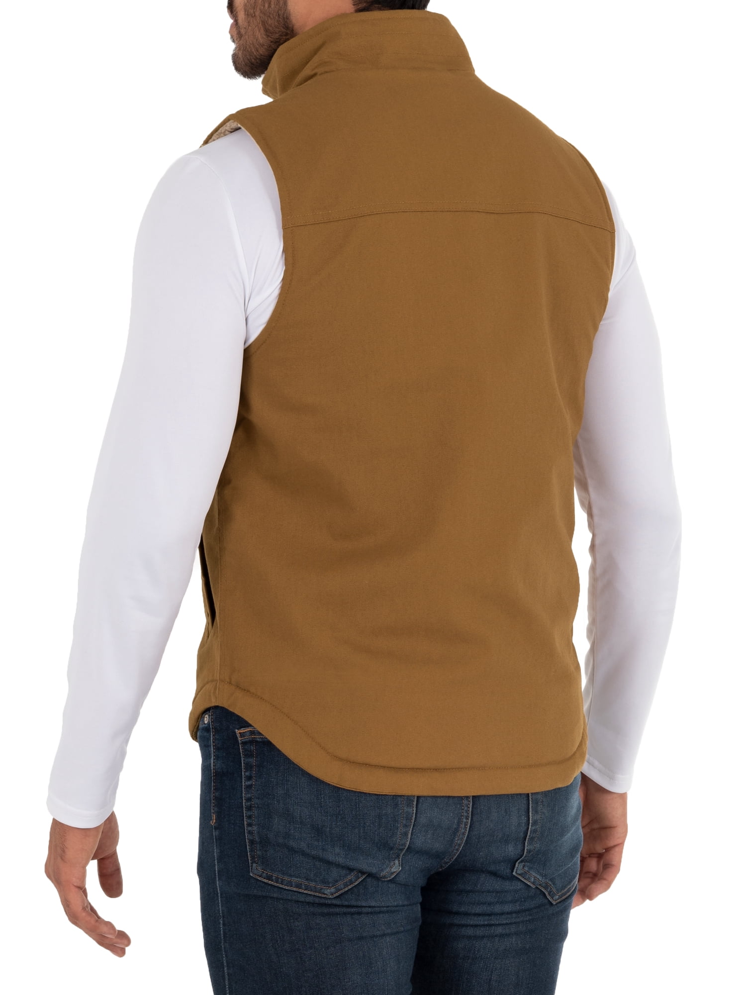 Wells Lamont Men's Sherpa Lined Canvas Vest with Zip Utility Pocket