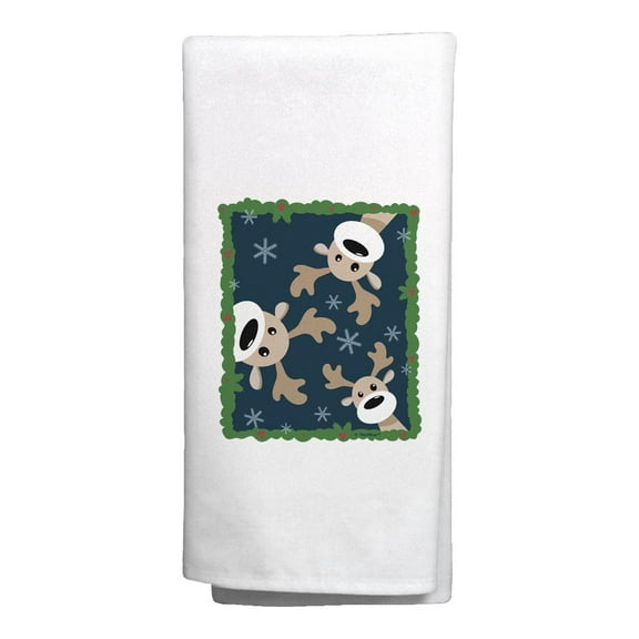 ThisWear Reindeer Christmas Decoration Cute Holiday Reindeer Theme Decorative Kitchen Towel White