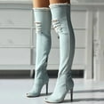 thumbnail image 4 of Oyedens Over The Knee Boots for Women Fashion Denim Ripped Peep Toe Stiletto High Heels Thigh High Boots, 4 of 7