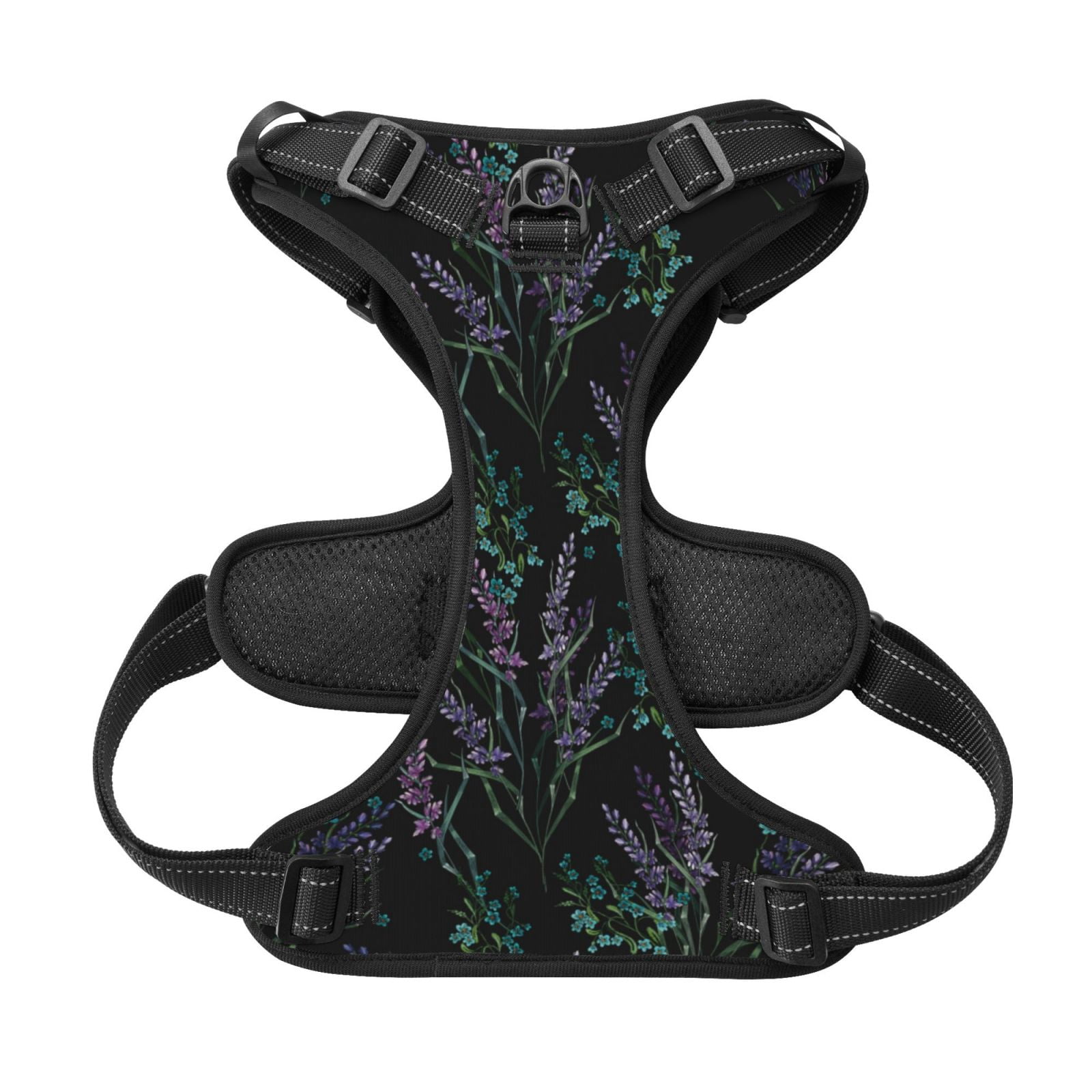 Kdxio Lavender Flowers Print No Pull Dog Harness Adjustable Reflective Oxford Easy Control Medium Large Dog Harness for Training and Everyday-Small