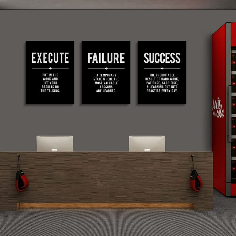 Canvas Framed Success Quote, Office , Black Large Poster, Positive ...