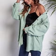 thumbnail image 4 of Moda mujer invierno sólido terciopelo manga larga botón bolsillo Casual camisa Top Pompotops qwe17080, 4 of 9