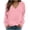 Pink, variant on Top for Women Long Sleeve V Neck Solid Color Loose Sweatshirt White L