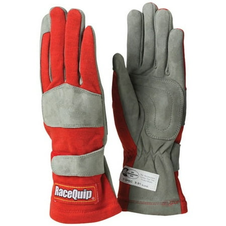 Racequip Safequip 1 Layer Large Red/Gray 351 Series Driving Gloves P/N