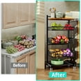thumbnail image 2 of 5 Tier Adjustable Kitchen Cart with Wooden Top for Vegetable Storage, Rolling Fruit Basket on Wheels, 2 of 7