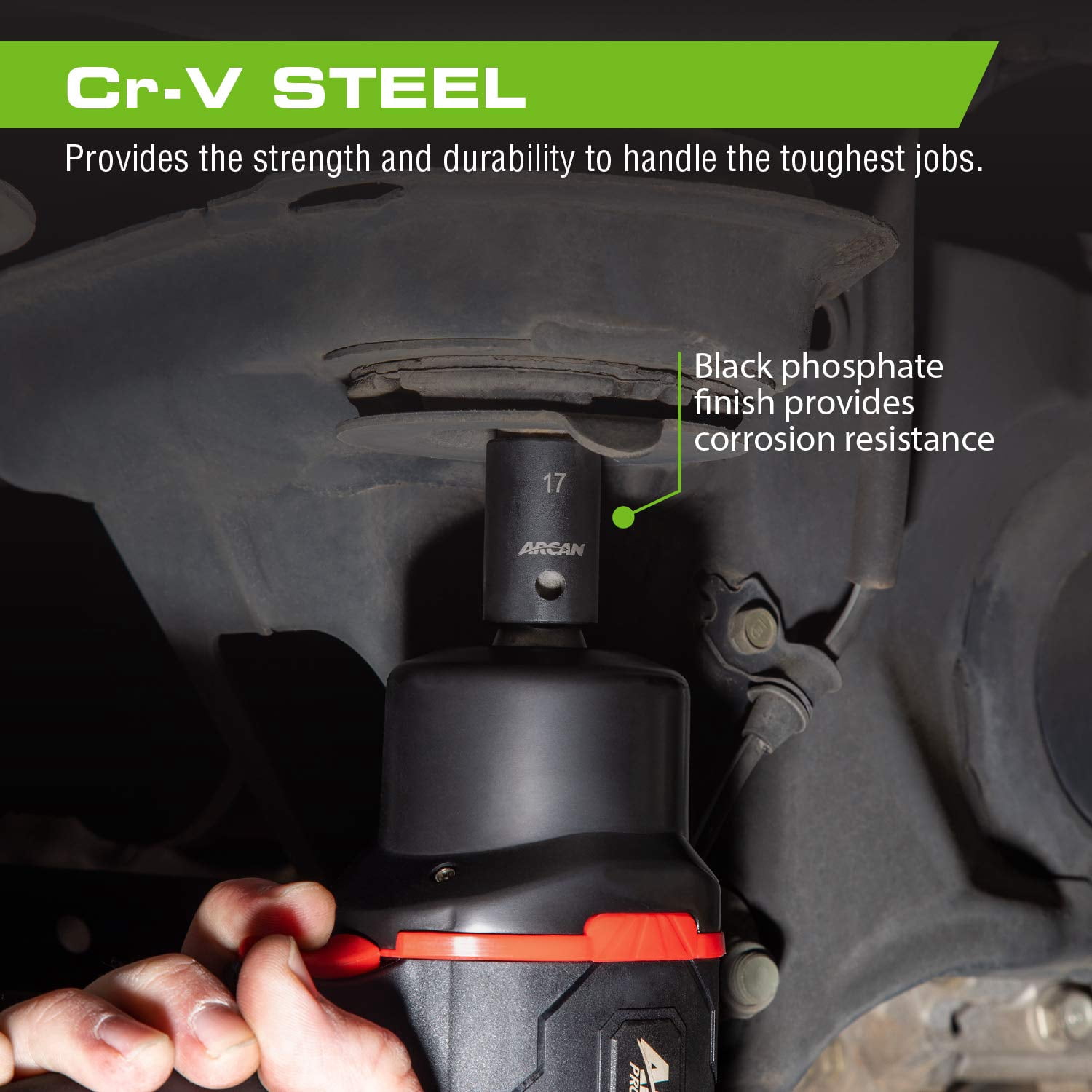 ARCAN TOOLS 1/2" Drive Shallow Impact Socket Set, Metric, 11mm - 32mm, 14 Pieces (AS21214M)