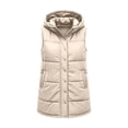 thumbnail image 4 of Women's Hooded Vest Mid Length Zip Front Snap Button Sleeveless Warm Winter Vest, 4 of 9