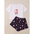 thumbnail image 1 of Nuevo estilo, camisetas y pantalones cortos con estampado de Papá Noel para mujer, conjunto de pijama, ropa de dormir informal de Feliz Navidad, traje para casa, 1 of 4