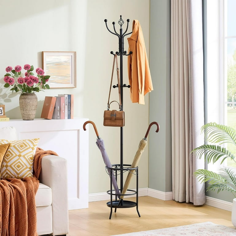Standing Coat Rack with Umbrella Holder Freestanding Coat Hanger Stand with Umbrella Stand Entryway Coat Rack with 12 Hooks to Hold Clothes Coat Tree for Living Room Bedroom Office White Walmart