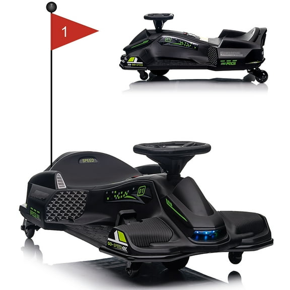 M optimized Kids 24V Ride on Drift Car, Boys Girls Electric Kart for 6  Years Old, Battery Power Drifting Go-Kart with 5 Wheels, Built-in Music, Front Tail LED Light