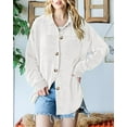 thumbnail image 6 of PRETTYGARDEN Women's Button Down Shirts Fall Long Sleeve Textured Stripe Tops Oversized Shacket Jacket Knit Blouses, 6 of 8