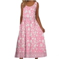 thumbnail image 3 of Bajo Vestido Pantalones Cortos Mujeres Casual Cuello Redondo Impresión Verano sin Mangas Bolsillos Vestido para Ocasiones Casuales, Diarias Y de Fiesta, 3 of 5