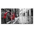 thumbnail image 2 of wall26 3 Piece Canvas Wall Art - Retro Vintage Red Bike on Cobblestone Street in The Old Town - Modern Home Art Stretched and Framed Ready to Hang - 246 Panels, 2 of 3