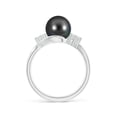 thumbnail image 2 of ANGARA Tahitian Cultured Pearl Bypass Ring with Diamond Trio in Platinum for Women | June Birthstone, Birthday, Anniversary, Jewelry Gift for Women | Pearl Ring, 2 of 8