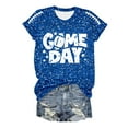 thumbnail image 4 of Women's Game Day Shirts Funny Sequin Football Hearts Graphic Short Sleeve Tops Summer Trendy Crew Neck Casual Workout Tees Z002-Blue XL, 4 of 5