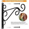 thumbnail image 2 of Paquete de piezas Soporte para colgar al aire libre de hierro negro Gancho de pared para comedero de pájaros Linterna Campanas de viento con tornillos Ormromra WRQX-278, 2 of 7