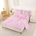 thumbnail image 2 of Erosebridal Pink Plaid Bow Bed Sheets for Girls, Cute Polka Dots King Sheets for Women, 4pcs, 2 of 6