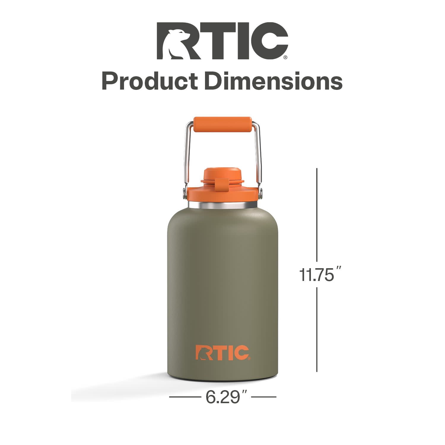 RTIC One Gallon Ceramic Lined Insulated Outback Water Bottle Jug, Leak Proof, Trailblazer