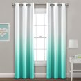 thumbnail image 2 of Lush Decor Mia Ombre 100% Blackout 84" x 38" Print Aqua 100% Polyester Metal Grommets Pair Window Panel, 2 of 6