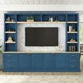 thumbnail image 3 of Harper & Bright Designs Farmhouse Wall Unit Entertainment Center 4-Piece with Bookshelves, Media Console with Adjustable Shelves, Large TV Stand with Storage for 75" TV, Navy Blue, 3 of 15