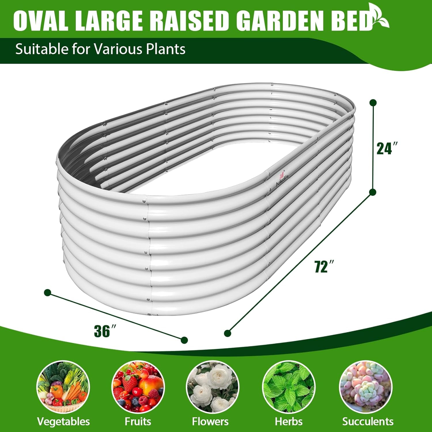 ANLEOLIFE 3 PACK 6x3x2 ft Galvanized Raised Garden Beds Outdoor, Oval Large Metal Deep Root Planter Box for Planting Vegetables Flowers Herb, Anti-Rust, Antique White