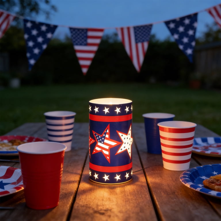 4th of July Flameless Candle Patriotic Projector Light USA 250th