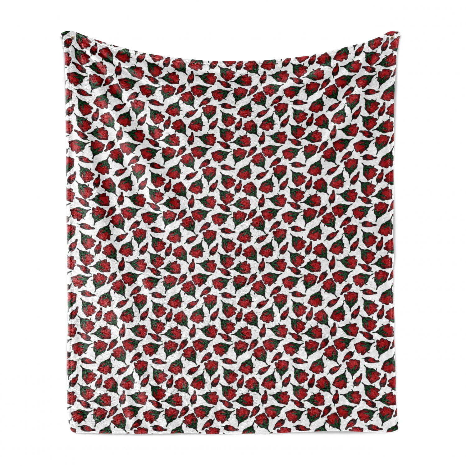 Plush Roses Throw Roses Soft Flannel Fleece Throw Blanket, Flowers Petals and Buds on ...