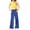 Blue, variant on Ruyang Girls High Waisted Uniform Capri Pants Kids Wide Leg Pant Trouser Drawstring Straight Clothes Cropped Baggy Trouser