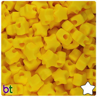 Beadtin Bright Yellow Opaque 12mm Heart Pony Beads (250pcs)