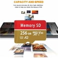 thumbnail image 3 of Tarjeta SD, Tarjeta Micro SD de 256 GB Tarjeta de Memoria Ultra-HD de Alta Velocidad Tarjeta SD Tarjeta SD de Gran Capacidad de 256 GB para Drone, Dash Cam, Cámara Deportiva, Cámara de Vigilancia,, 3 of 5