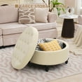 thumbnail image 4 of Luku Large Button Tufted Round Storage Ottoman, 30 Inch Upholstered Coffee Table with Lift-Off Lid, Ideal for Living Room & Bedroom, 4 of 8