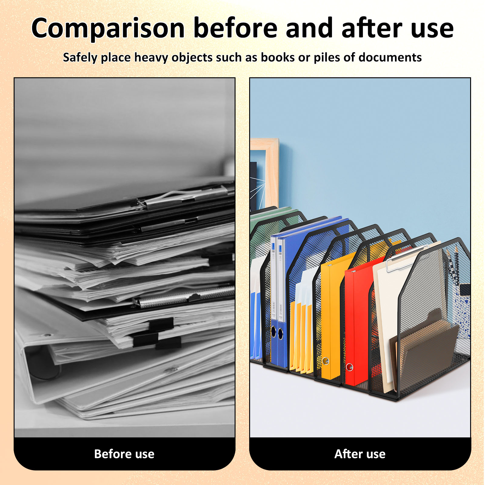 5/7 Section Desk Organizer Sturdy File Folder Holder 9.45*8.43*7.87in Adjustable Metal Rack File Sorter for Home