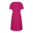 thumbnail image 4 of Daiosportswear V Neck Solid Dresses for Women Sundresses Fashion Clothing Summer Casual Business Elegant Classy Work Clothes Vacation Dress with Pockets,Women'S Short-Sleeved Dress Hot Pink-B S(S), 4 of 8
