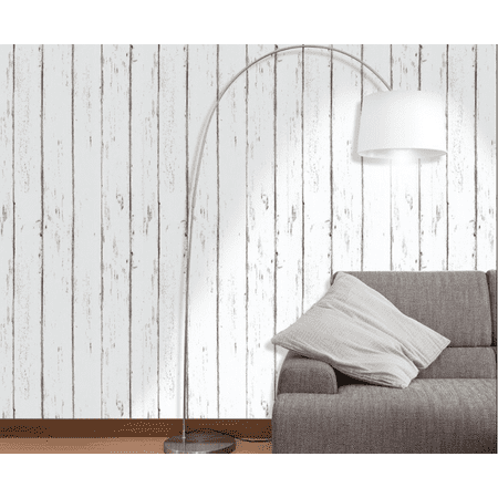 Vintage Distressed White Maple Wood Grain Peel And Stick Wall