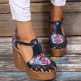 thumbnail image 1 of Novedad de verano, sandalias de mujer con hebilla de plataforma impermeable de tacón grueso con hueco Floral Retro de tacón alto Wmkox8yii  nm8421, 1 of 9