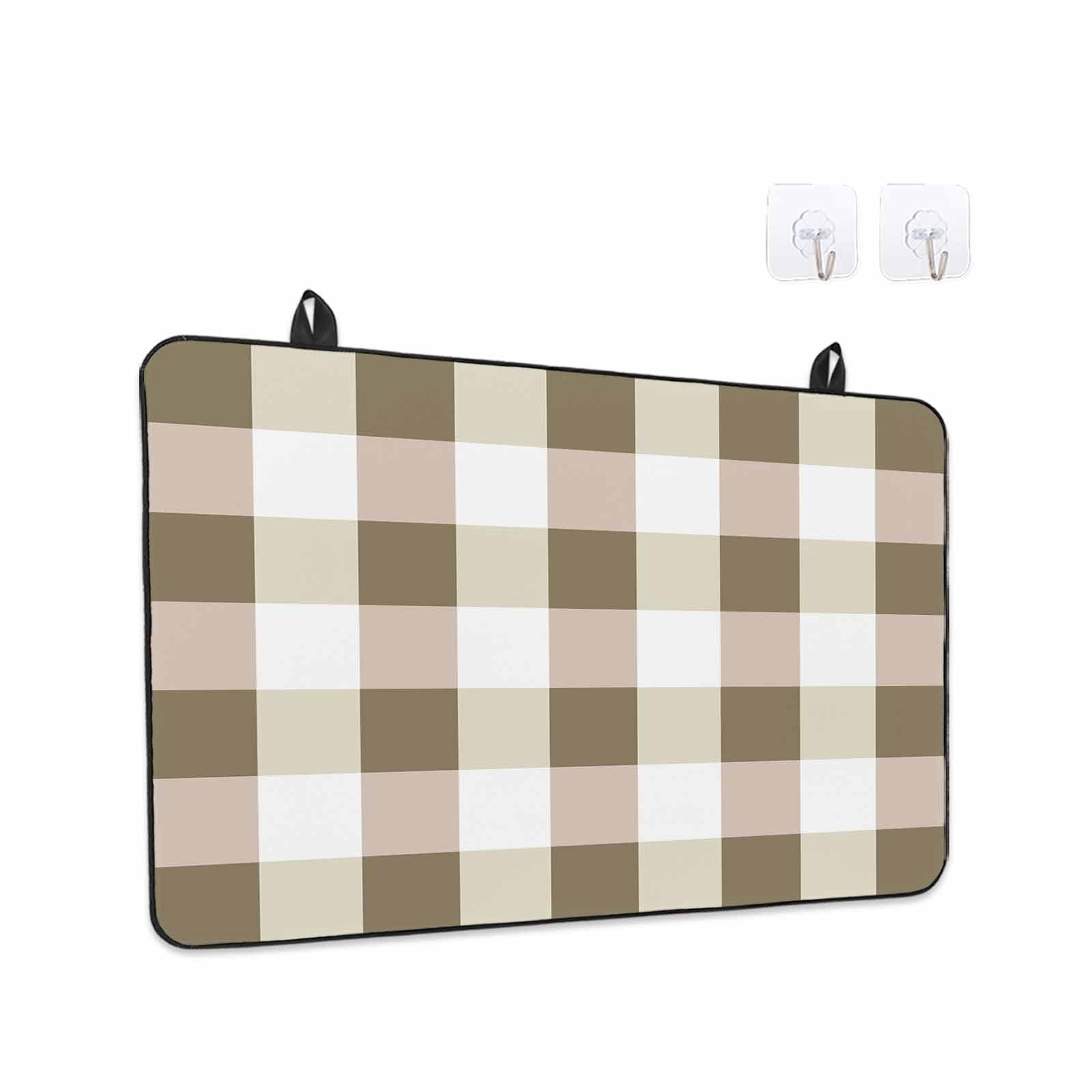 Brown Plaid Stove Top Cover for Electric Stove, Heat-proof & Non Slip Glass Top Stove Cover Protector, Spring Summer Farmhouse Buffalo Checkered Kitchen Flat Cooktop Rubber Mat 28.5x20.5 Inches