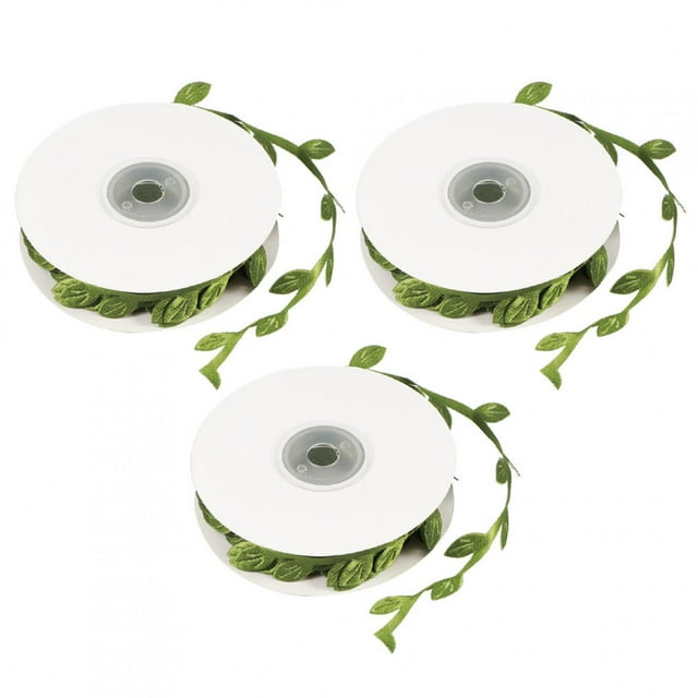 3 Roll Artificial Leaves Vine DIY Kindergarten Craft Wedding Decoration AccessoryGreen
