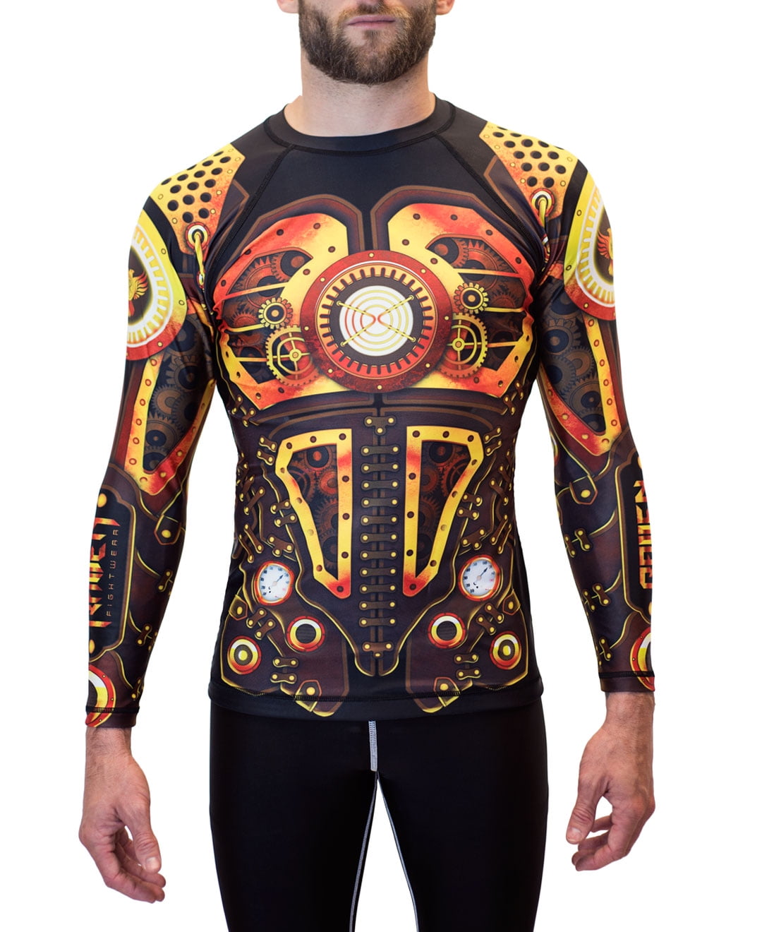 Raven Fightwear Men's Steampunk MMA BJJ Rash Guard Black Small