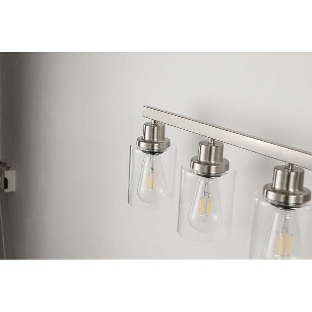 ACE-LIGHTS,Modern 4-Lights Vanity Bathroom Mirror Light with Clear Glass Shades(Bulbs Not Included),Contemporary Wall Sconce for Bathroom,Dressing Room,Bedroom,Living Room(Brushed Nickel)