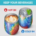 thumbnail image 4 of 12oz Stemless Wine Tumblers Colorful Tie Dye Pattern Vacuum Insulated Stainless Steel Travel Tumbler Cups Mug with Lid and Straw for Champaign,Cocktail,Beer with Cleaning Brush, 4 of 5