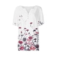 thumbnail image 5 of Nrmvnmi Women Short Sleeve Floral Prints Tops 2024 Summer Fashion T Shirt Casual V Neck Pullover Button Plus Size Blouse Tees Mothers Day Gifts, 5 of 5