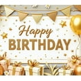 thumbnail image 3 of Glittering Design Happy Birthday Banner Golden Balloon Celebration Decoration for Party Event Festive Indoor, 3 of 7