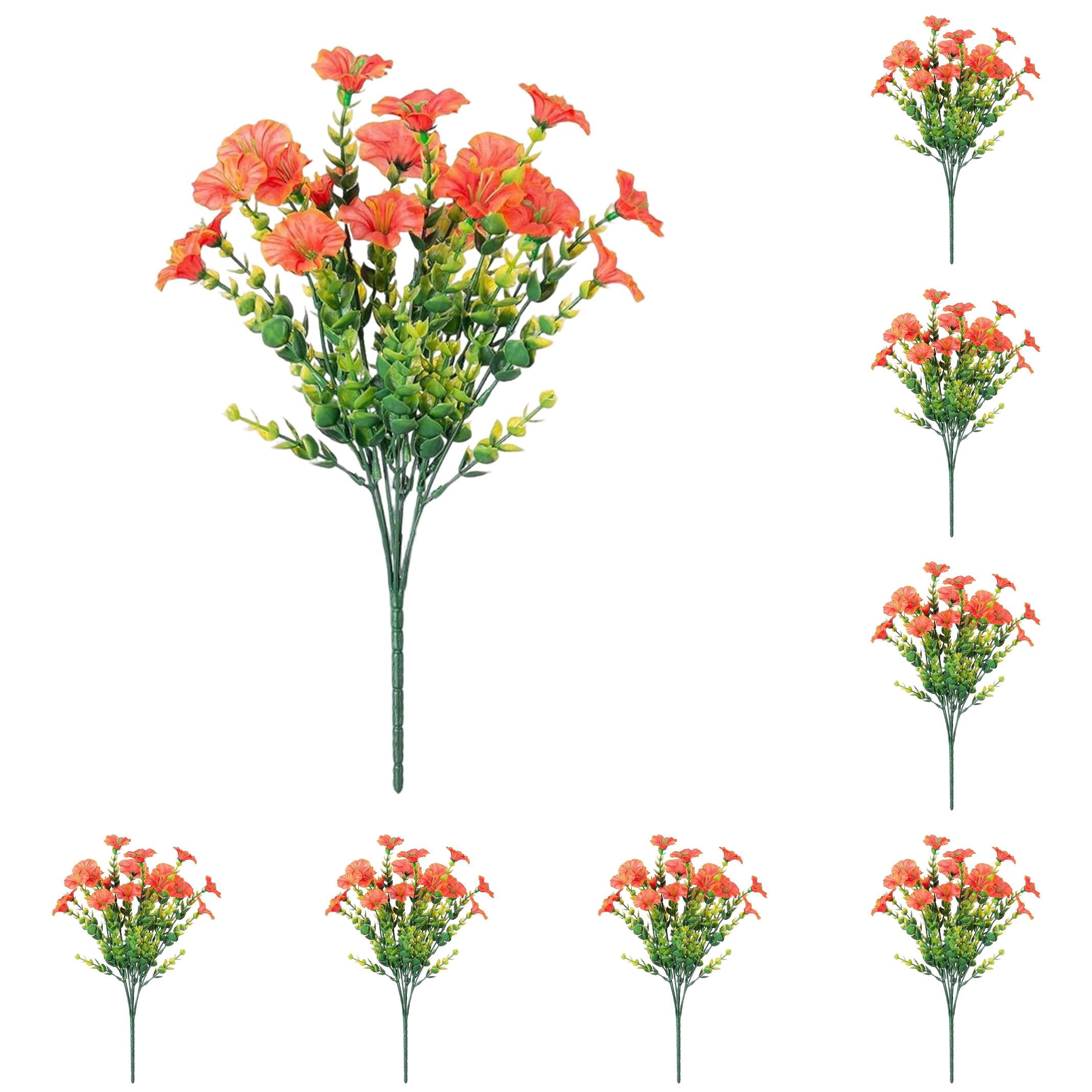 Artificial Morning Glory Flowers, Uv Resistant Outdoor Fake Plants, Colorful Mix Faux Vines for Porch Patio Home Planter Spring Summer Decoration, 12 Artificial Morning Glory Bouquet