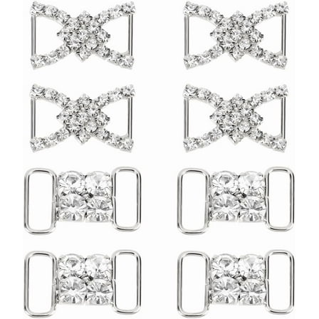 8 Pcs 2 Styles Rhinestone Shoelace Charms Alloy Rhinestone Slider Buckles Removable Shoe Lace Decoration DIY Shoes Accessories for Sneakers and Casual Shoe