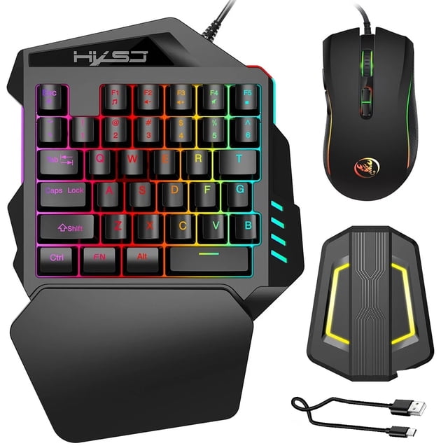 A869 Rgb Juego De Ratón Ergonómico Para Juegos Por Cable V100 35 Teclas Teclado De Juego De Una Sola Mano P6 Teclado Portátil Combo Convertidor De Ratón Yuarrent EL012168-00