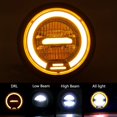thumbnail image 4 of 6.5-inch round LED motorcycle headlight with mounting brackets, yellow light, 4 of 5